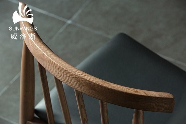 Manufacturer Wooden Armchair PU/Fabric Cushion Dining Chair with Arm for Project