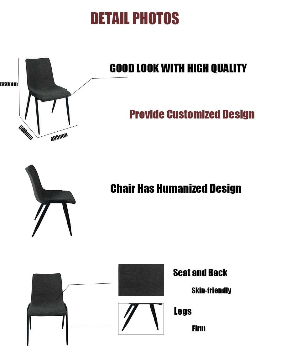 Modern Home Restaurant Office Furniture Fabric Dining Chair with Coated Steel Tube Leg Dining Chair