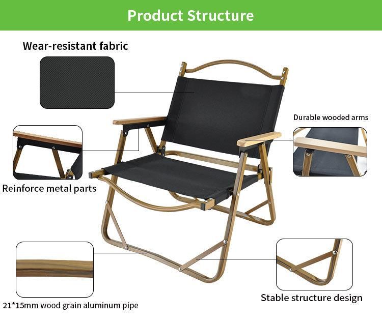 Outdoor Lightweight Wood Grain Aluminum Folding Beach Chair