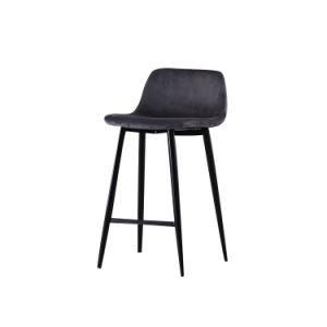 Velvet Seat Back Black Painted Legs Bar Counter Stool