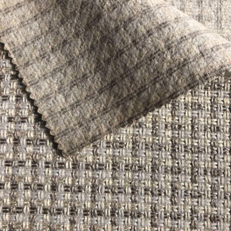 Two Tones Grid Design False Linen Woven Fabric (S2016)