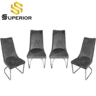 Stylish Modern Restaurant Furniture Metal Chromed Frame Velvet Dining Chairs