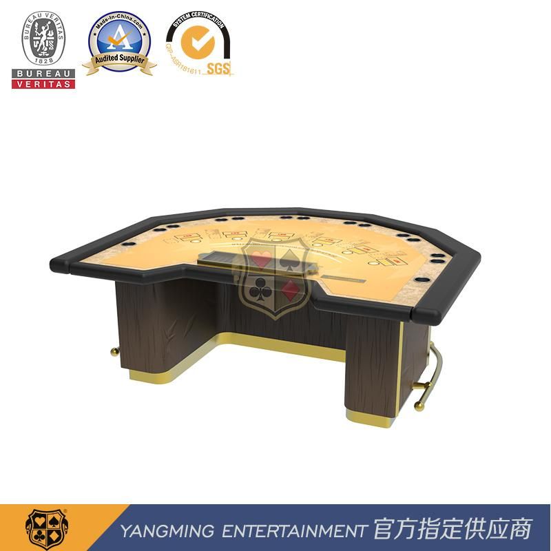 Southeast Asia Style Entertainment Club Black Jack Blackjack Semicircle Polygon Poker Table Ym-Bj03