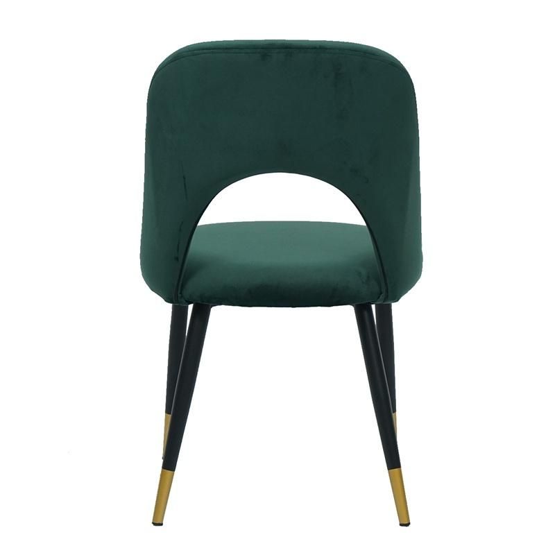 Velvet Fabric Seat Black Golden Decoration Legs Green Dining Chair