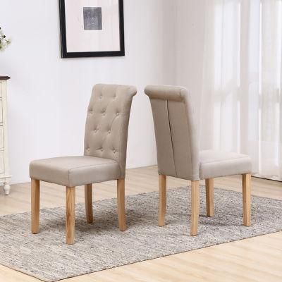Tufted Back Modern Dining Chair with Rubberwood Legs
