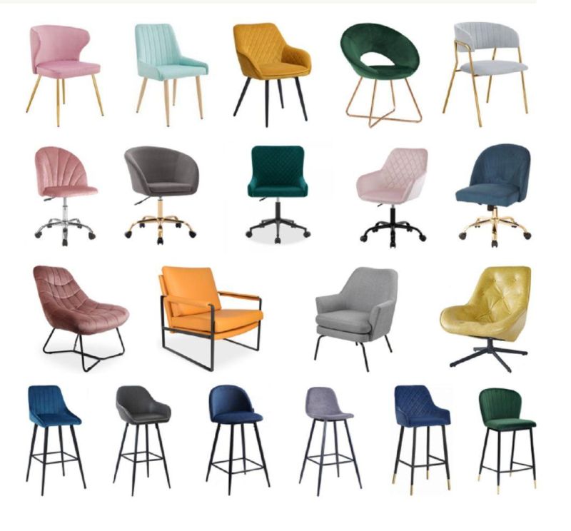 Luxury Restaurant Stainless Steel Legs Upholstered Armchair Velvet Dining Room Chairs