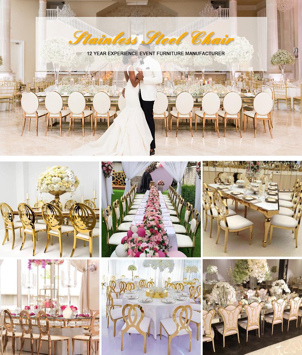 Modern Stackable Event Party Stainless Steel Gold Wedding Chair for Rental