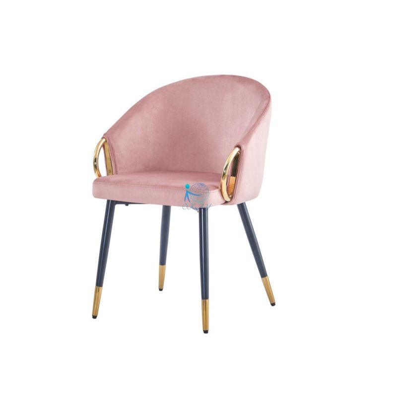 Velvet Cover Soft Seat and Backrest Grey Upholstered Dining Chair