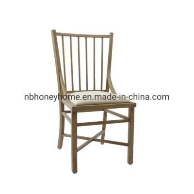Farmhouse Solid Oak Back Upholstery Fabric Seat Dining Chair