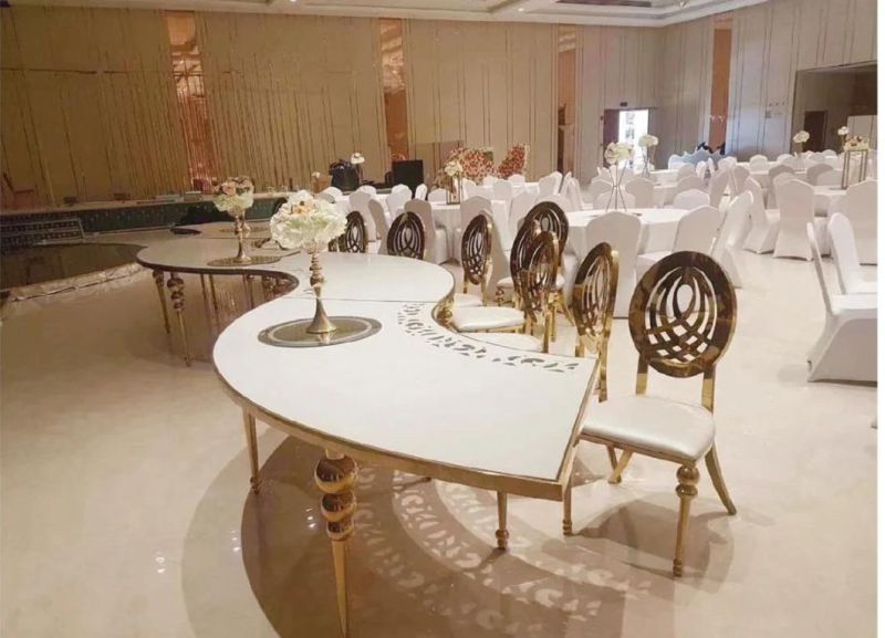 Modern Restaurant Furniture Hotel Hall Living Room Stainless Steel Dining Wedding Chair and Table for Banquet Party Chiavari Event Party