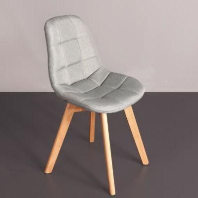 Wood Design Fabric Seat Wood Legs Grey Velvet Restaurant Cafe Kitchen Chairs Upholstered Dining Room Chair Modern