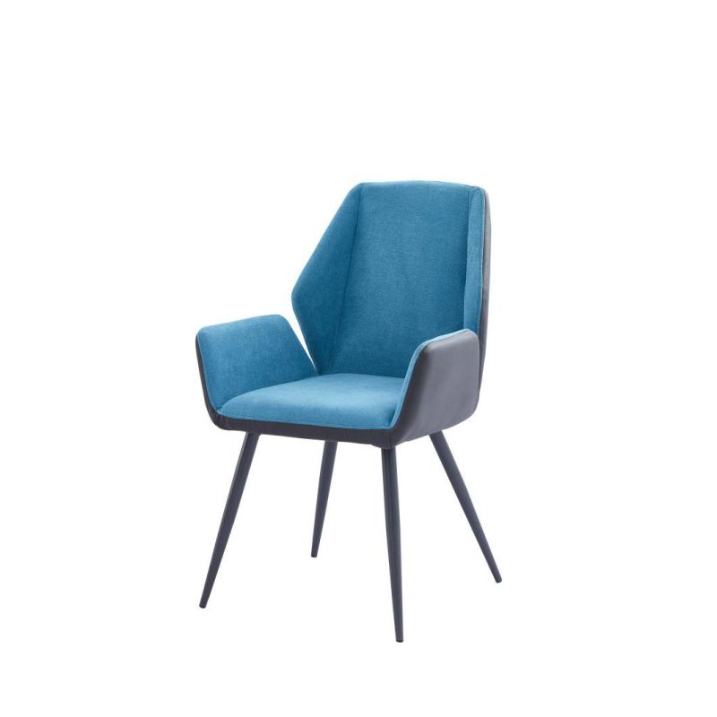 Modern Grey Fabric+PU Design Dining Chair with Dark Grey Four Legs