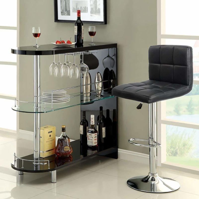 Hot Sale Home Bar Stools Adjustable Club Faux Leather Swivel Bar Chair with Chrome Legs