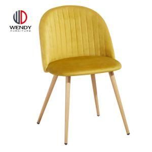 Yellow Velvet Stitching Fabric Dining Chairs Living Chairs