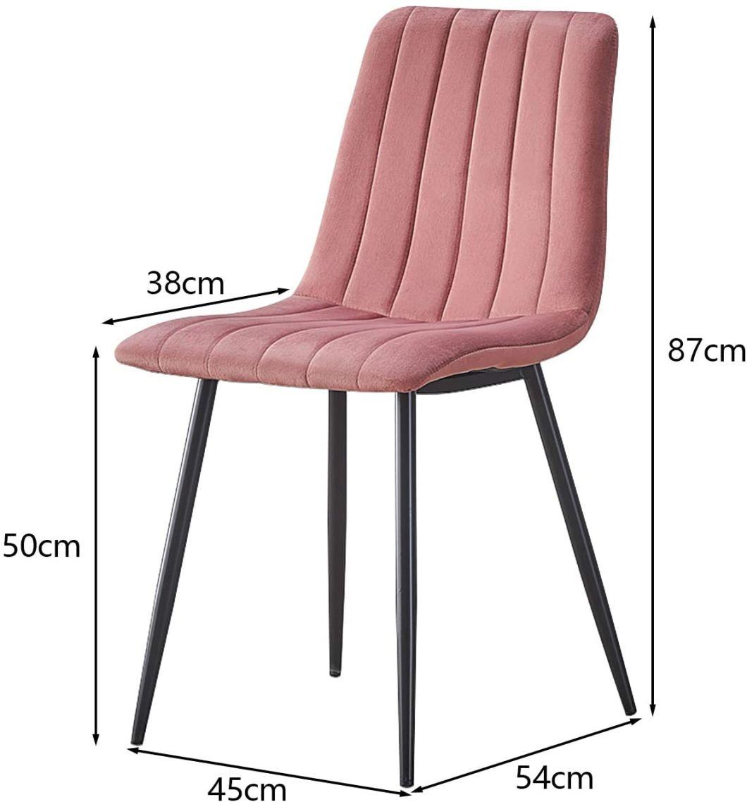 Luxury Designer Upholstered Velvet Metal Leg Tufted Pink Dining Chairs