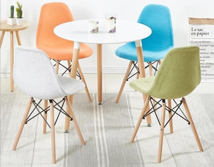 Nordic Cheap Modern Furniture Wooden Legs Restaurant Dining Chairs Patchwork Fabric Dining Room Chairs for Sale