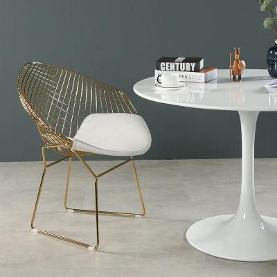 Modern Classic Golden Metal Dining Bertoia Side Wire Chairs Outdoor Waterproof Iron Dining Chair