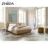 Zhida Home Furniture Manufacturer Modern Villa Bedroom Fabric Double King Queen Size Bed with Good Quality
