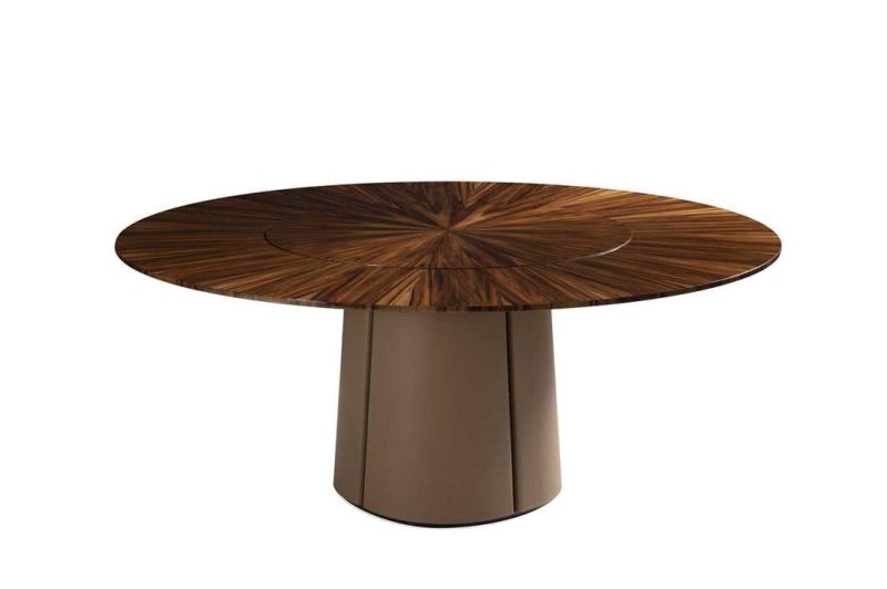 Modern Hotel Restaurant Multi Function Dining Room Furniture Solid Wood Desktop Durable Base Round Dining Table and Chair for Villa