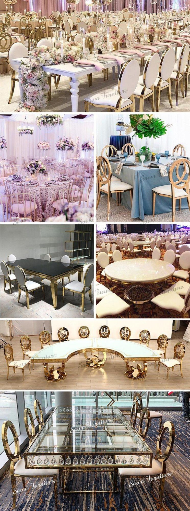 Commercial Furniture Supplier Golden Wedding Archstainless Steel Frame Banquet Eevnt Party