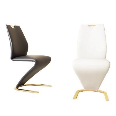 Innovative Design Z Shape Leather Cover Metal Frame Dining Chair