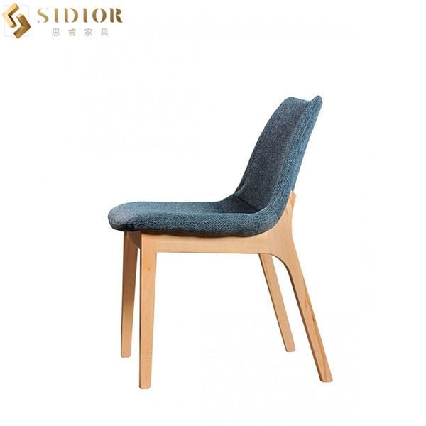 Morden European Style Fabric Upholstered Solid Wood Multi Color Dining Chairs