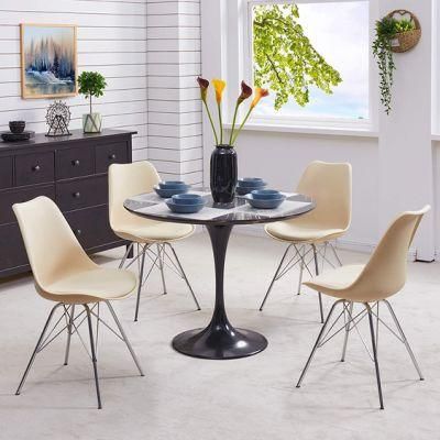 Upholstery Tulip Design Accent Plastic Dining Chair with Chrome Leg