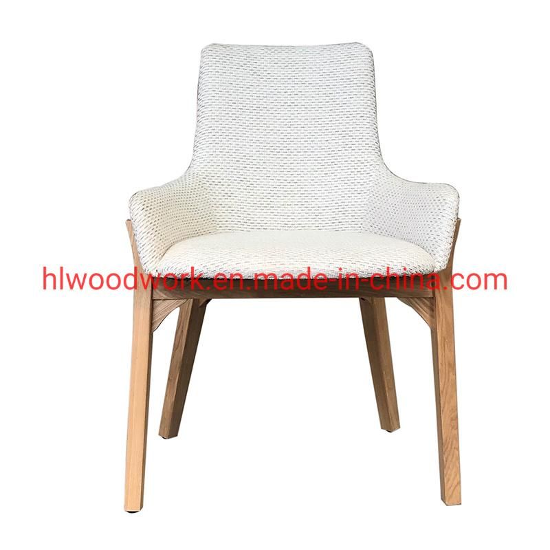 Solo Style Dining Chair Oak Wood Frame Natural Color with White Cushion Hotel Chair Office Chair