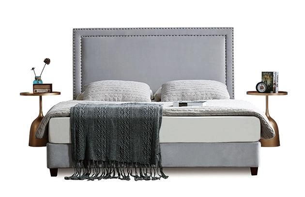 100% Polyester Fabric Custom Design High Resilience Sponge Backrest Hotel Modern Double Bed