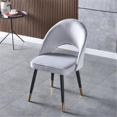 Modern Design Nordic Style Wire Velvet Arm Table Fabric Restaurant Gold Metal Leg Simple Dining Chair