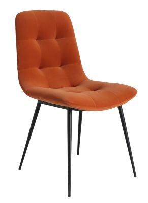 Fashion Wholesale Orange Fabric Velvet with Metal Legs Dining Chair