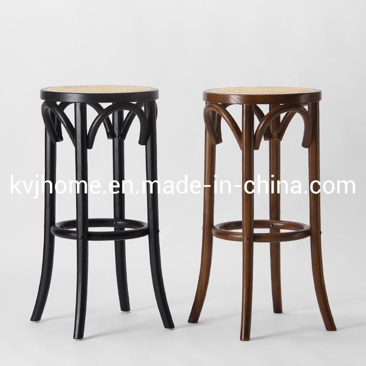 Solid Wood Cane Webbing Seat Rattan Beech Bar Stool