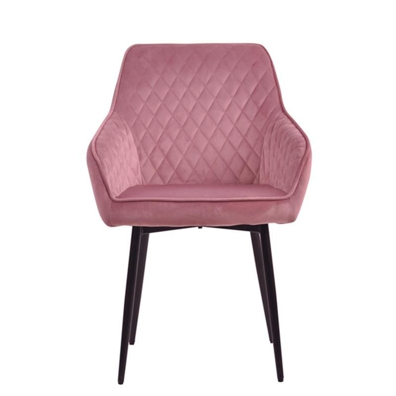 Hot Sale Restaurant Furniture Fabric Upholstered Seat Dining Chair with Metal Legs
