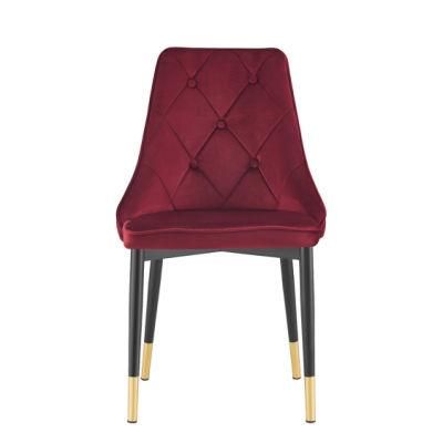 Wholesale Modern Luxury Fashion Colorful Classic Soft Velvet Fabric Upholstery Cafe Dining Chair with Metal Leg