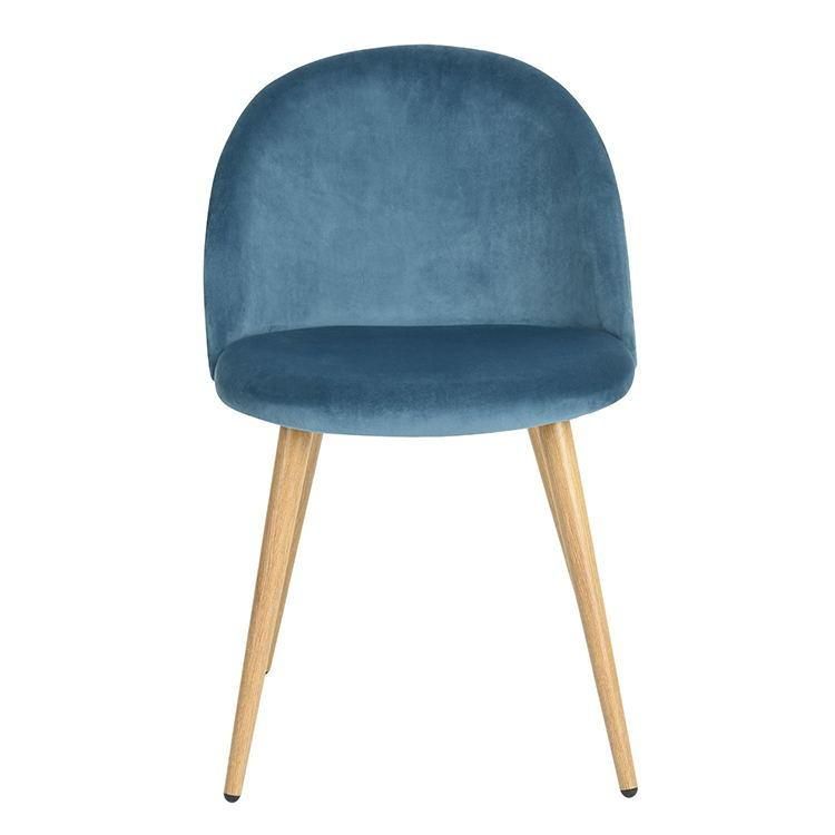 Wholesale Modern Luxury Fashion Colorful Classic Soft Velvet Fabric Upholstery Cafe Dining Chair with Iron Leg