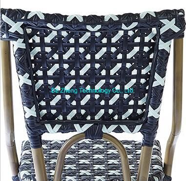 High Quality Rattan Outdoor Restaurant Flower Woven PE Rattan Paris Bistro Dining Chair