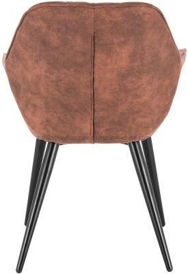 Kitchen Chair Living Room Chair Upholstered Chair with Arm Reds Design Chair Fabric Cover Metal Brown