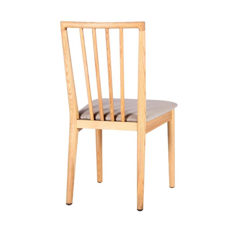 Simple Design Wooden Frame Fabric Seat Dining Chair for Coffee Shop Use