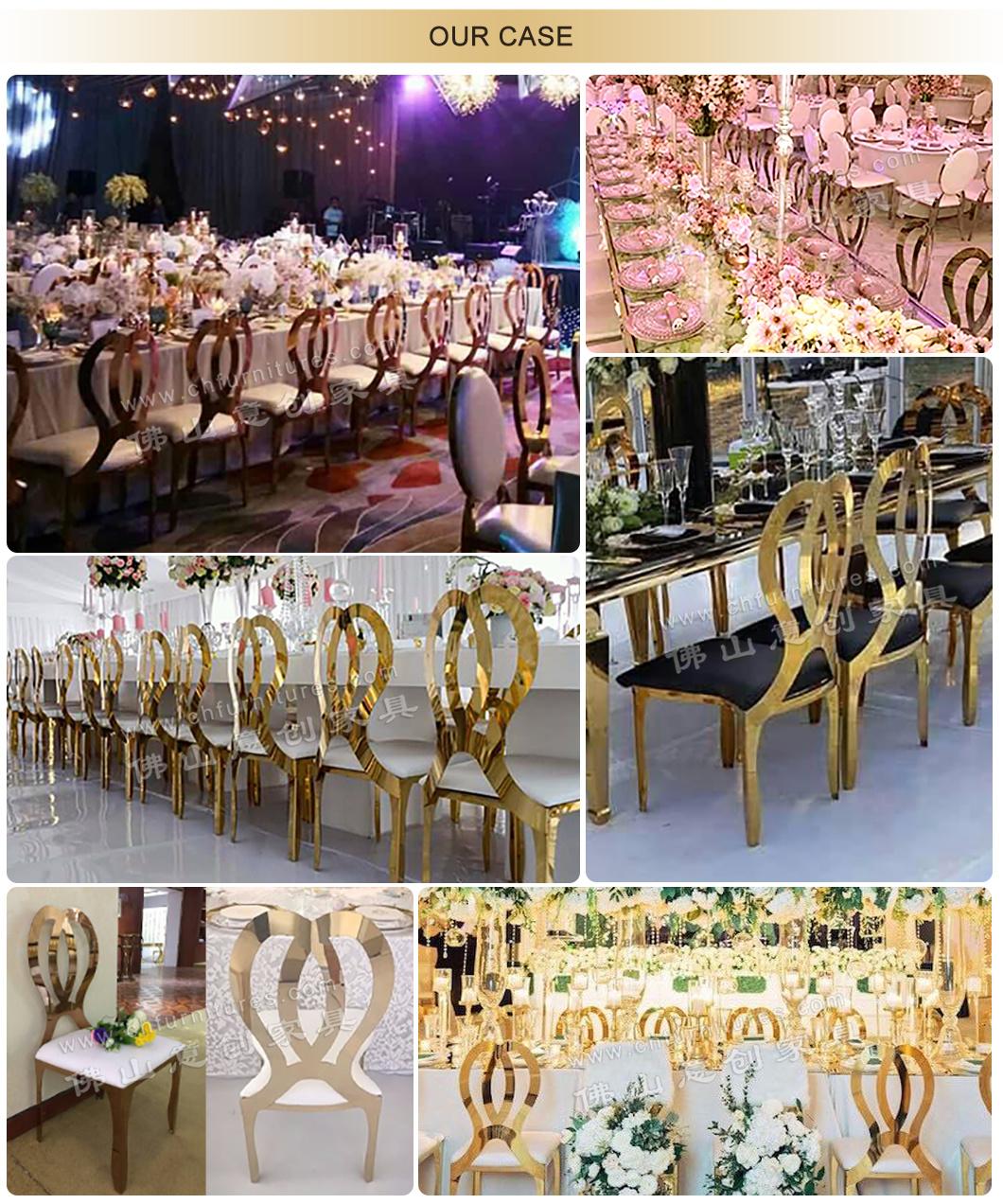 Ycx-Ss25-04 Modern Outdoor Silver Stainless Steel Velvet Wedding Infiniti Chair for Banquet