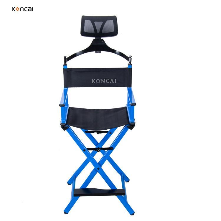 Koncai Aluminum Folding Makeup Chair with Headrest Beauty Salon Artist Director Chair