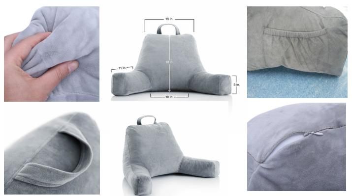 Ultra Plush Brushed Microfiber Bed Rest Reading Pillow Lounger