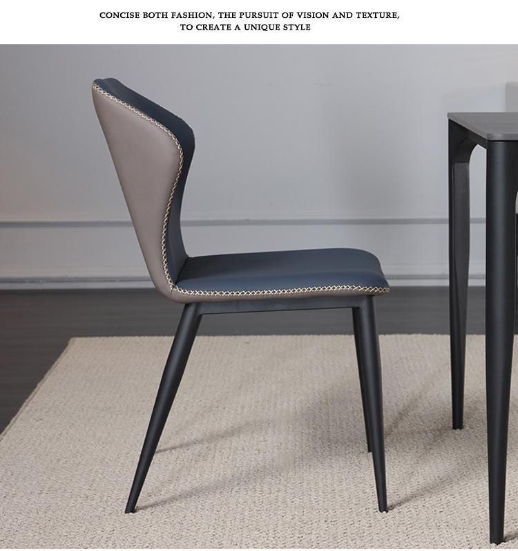 Modern Furniture Hardware Steel Frame Leisure Leather and fabric Dining Chairs