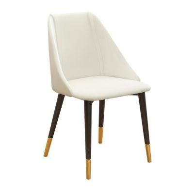 Hebei Chairs for Coffee Fashion Furniture Home Use White Leather Dining Chair with Arms Iron Metal Leg Chair