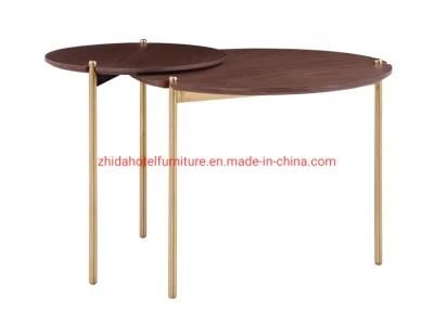 Foshan Supplier Hotel Home Living Room Furniture Modern Center Table Wooden Top Side Table Round Coffee Tea Table