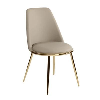 Modern Design Chair Furniture White Velvet Brass Lounge Chaise Dinning Chair Leather Upholstered Golden Leg Chair