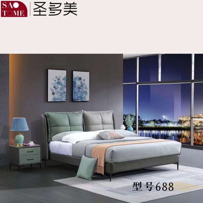 Modern Earth Grey with White Tech Fabric Bedroom Furniture Double Bed