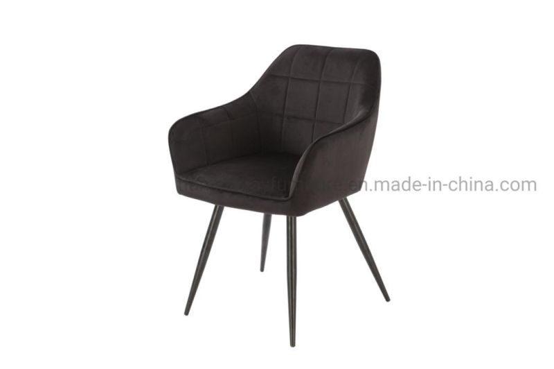 Dining Chairs Velvet Upholstered Seat Tub Chairs with Black Metal Legs Living Room Lounge Reception Restaurant Chair