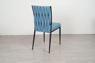 New Fashionable Luxury Blue Fabric Dining Seating Chair
