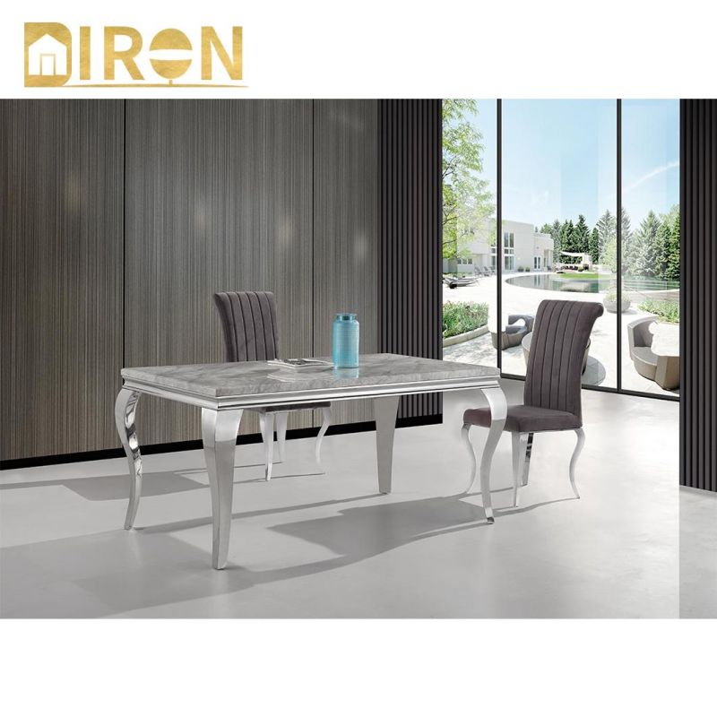 European Style Stainless Steel Leg Chair Home Furniture Foshan Furniture Dining Table Chair