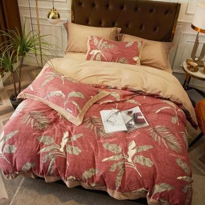 Home Textile Good Quality Bedding Set Cotton Brushed Fabric Soft for 4PCS King Bed